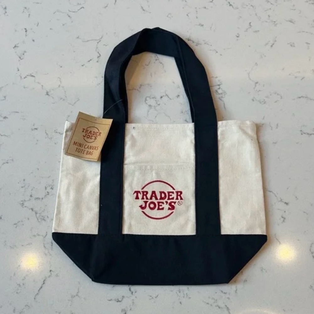 Trader Joe's Canvas Mini Tote Bag NAVY